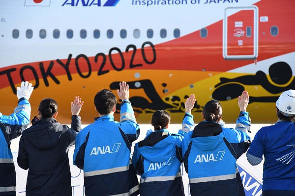 ANA「HELLO 2020 JET」、大会成功への願いを乗せて初就航 きょうから