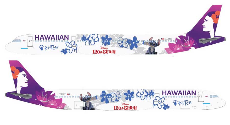 ハワイアン航空、「リロ・アンド・スティッチ」の特別塗装機を就航