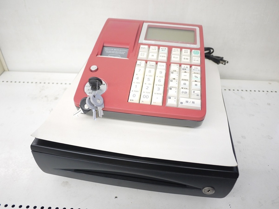 CASIO TE-300 レジスター 赤 レシートロール1個 CASIO TE-300