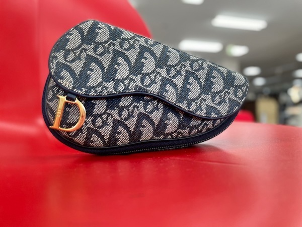 Christian ディオール ポーチ サドルポーチ アクセサリーポーチ ブルー