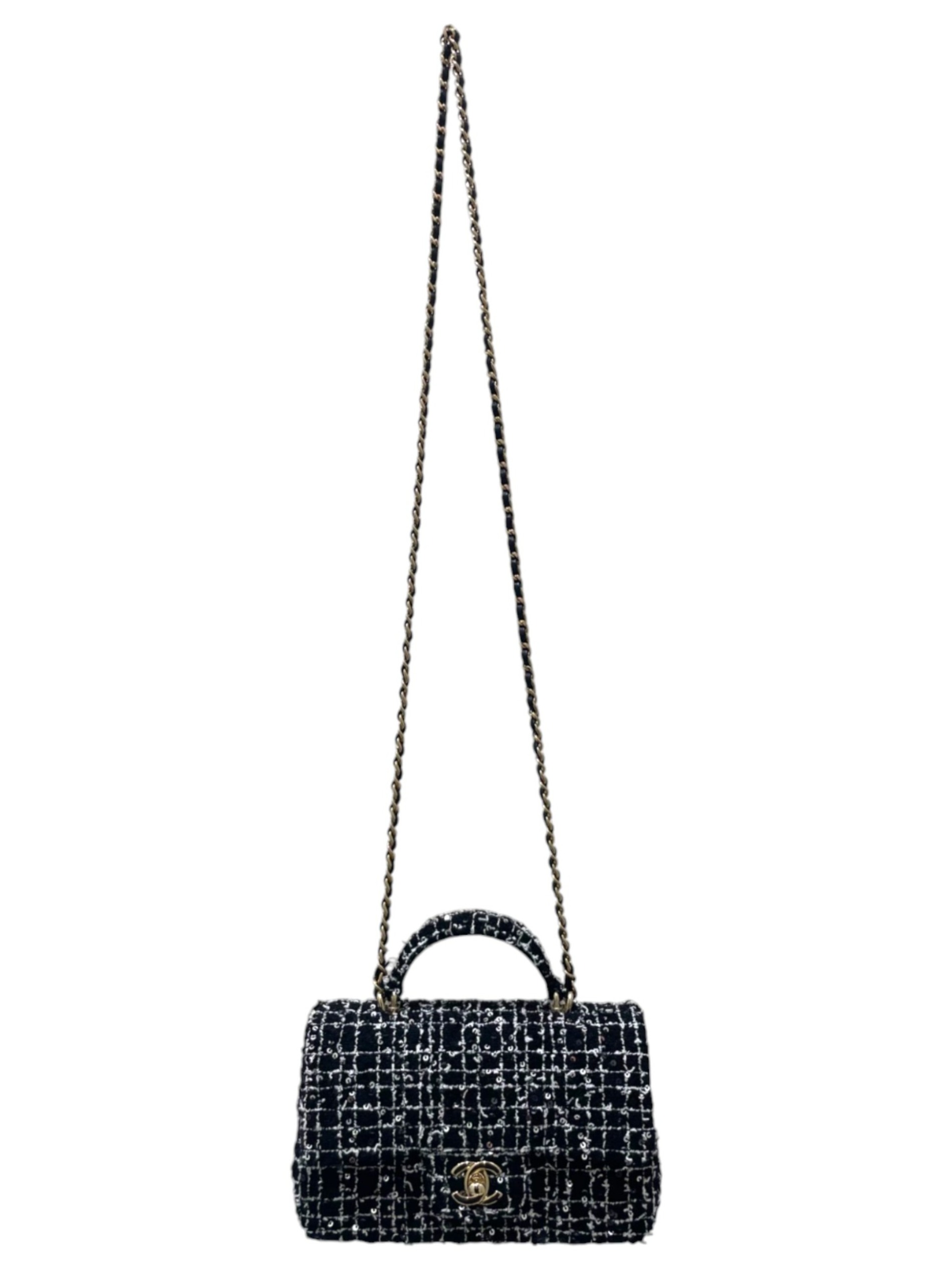 中古・古着通販】CHANEL (シャネル) トップハンドル ツイード チェーン