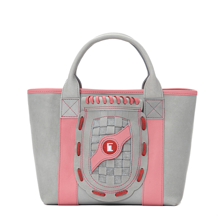 柔らかな配色が特徴のグローブミニトート限定色Gray×Pink – 革・レザー