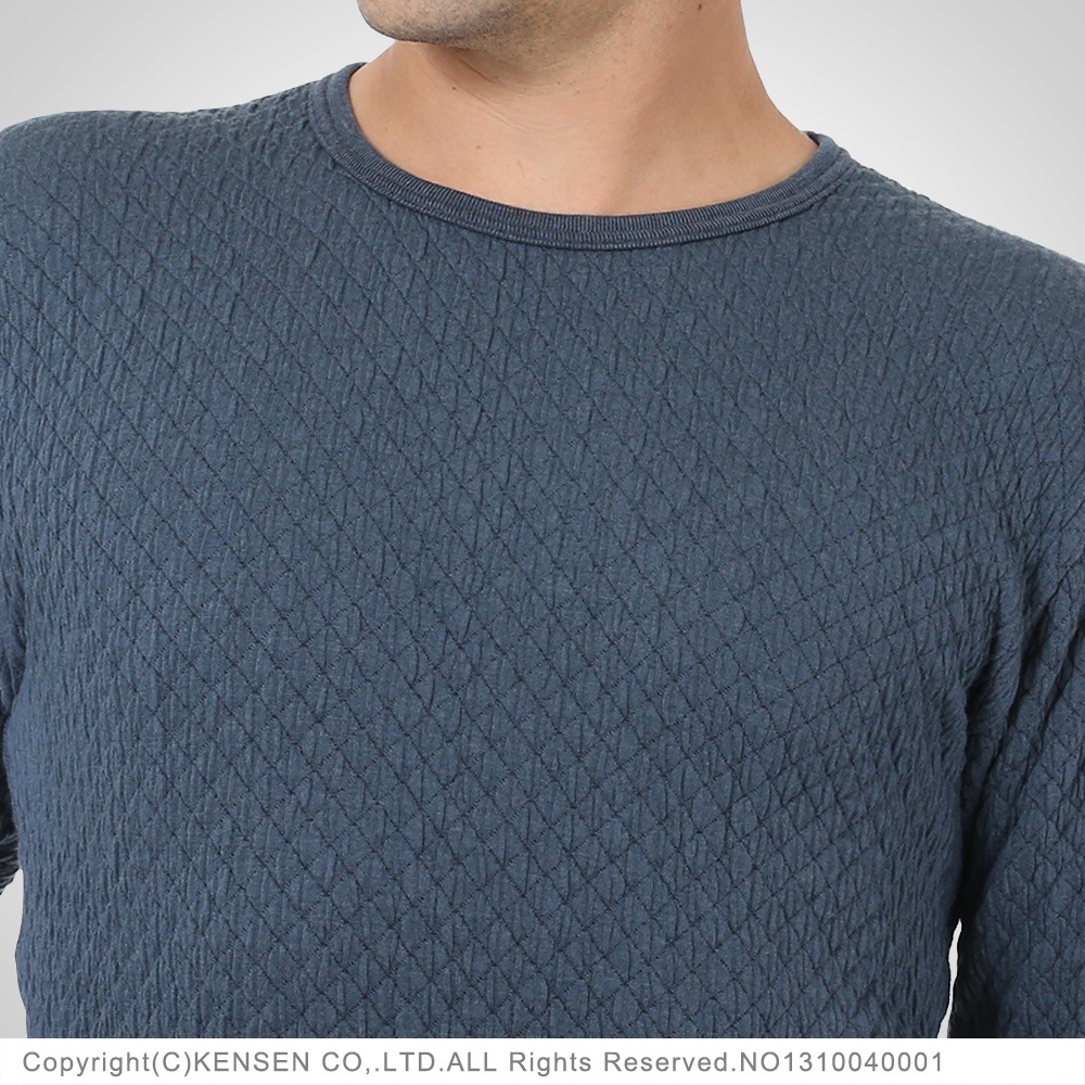 ひだまり本舗 チョモランマ 紳士長袖丸首シャツ（ネービー）：Lサイズ