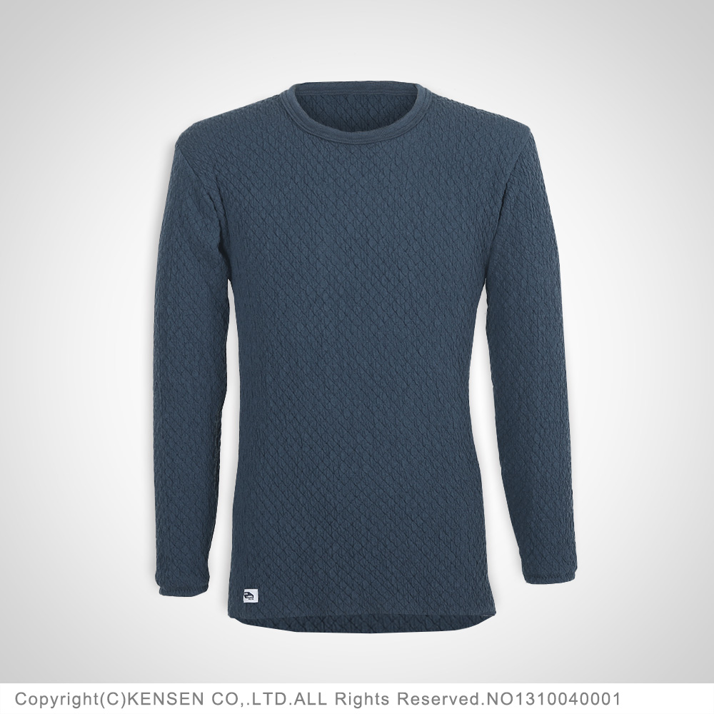 ひだまり本舗 チョモランマ 紳士長袖丸首シャツ（ネービー）：Mサイズ