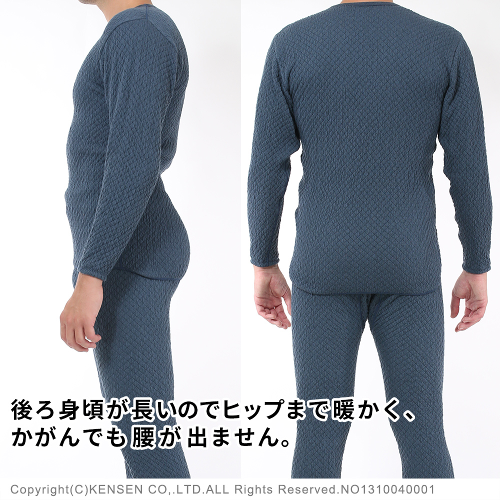 ひだまり本舗 チョモランマ 紳士長袖丸首シャツ（ネービー）：Mサイズ