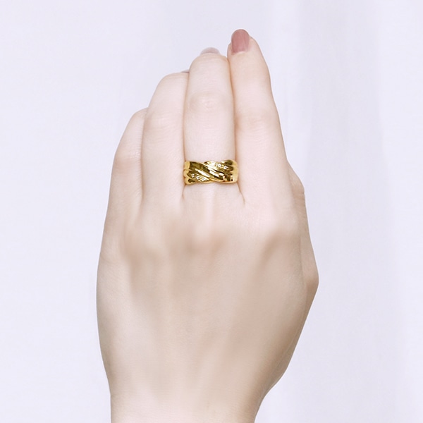 イ*読様 ツツミ K18イエローゴールドダイヤモンドリング 13号