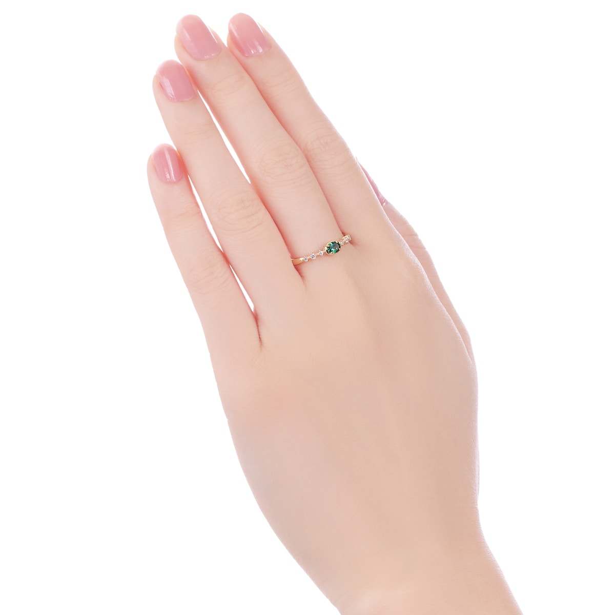 K18イエローゴールドグリーンガーネットリング(RFR697-002)|TSUTSUMI