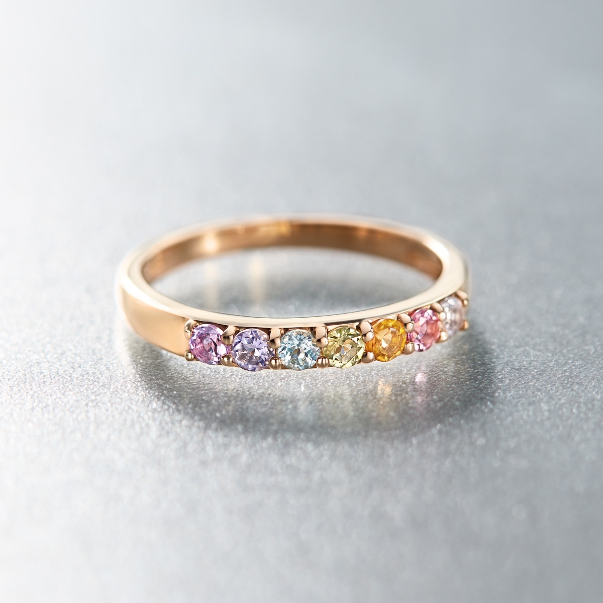 K10イエローゴールドマルチストーンリング（ピンキーリング）: リング