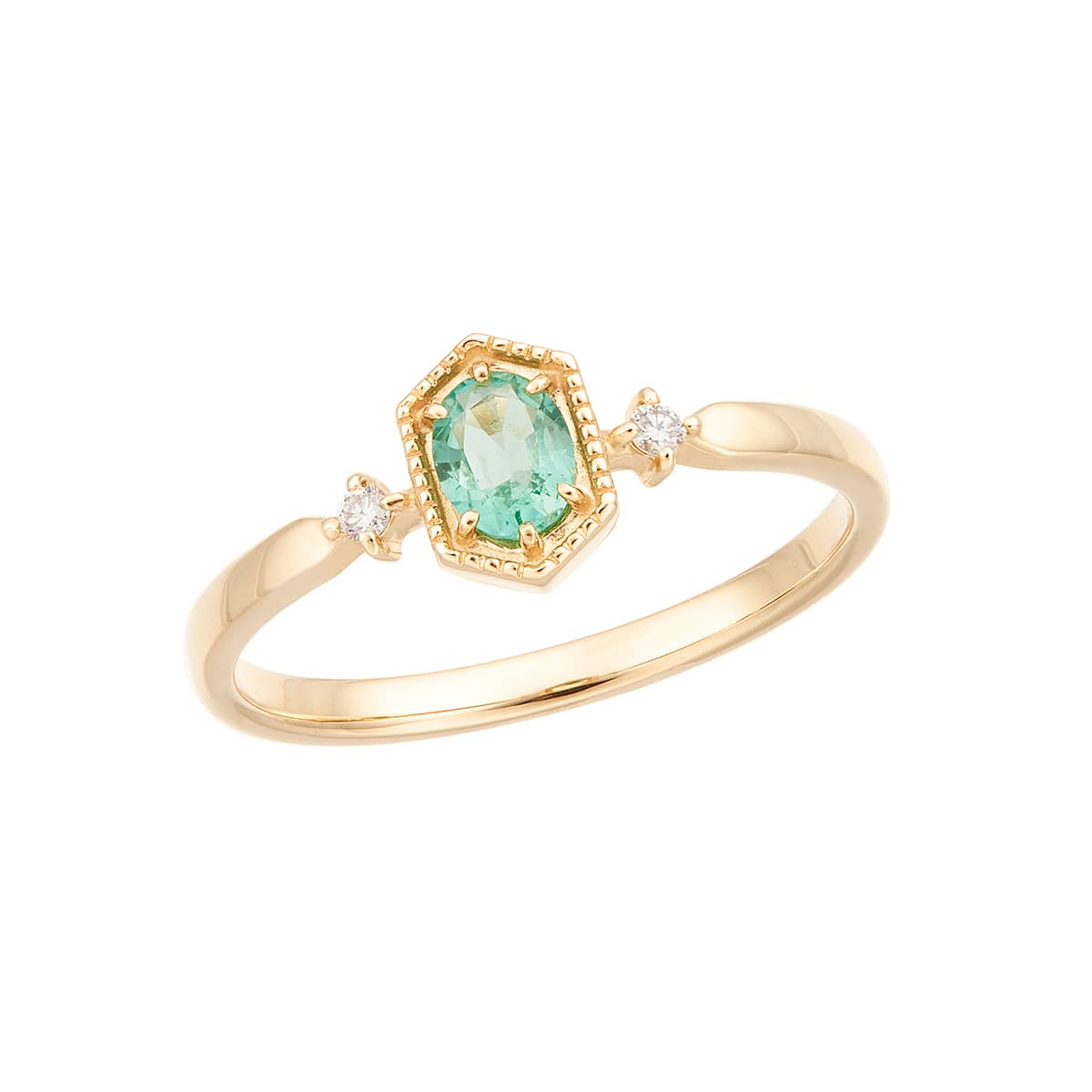 K10イエローゴールドエメラルドリング(RFR443-002)|TSUTSUMI