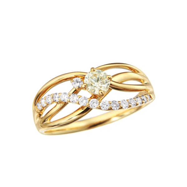 K18イエローゴールド鑑定書付ダイヤモンドリング(0.23カラット)(RKR292