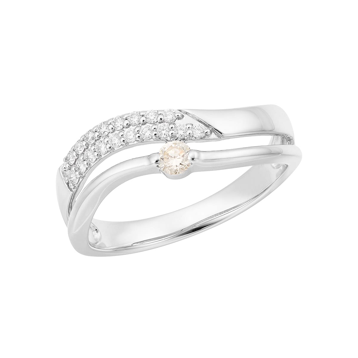 K18イエローゴールド/プラチナ鑑定書付ダイヤモンドリング（0.18