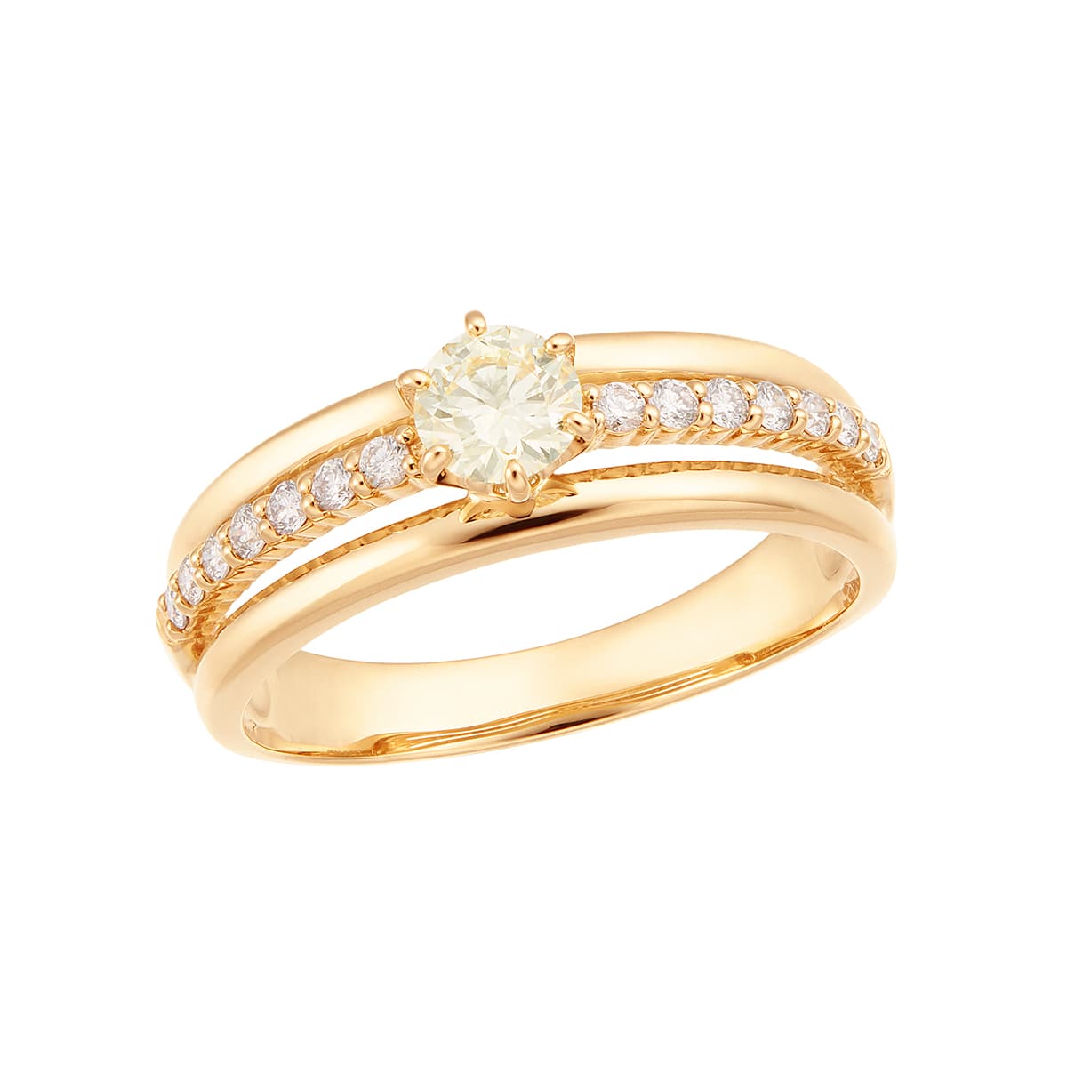 K18イエローゴールド鑑定書付ダイヤモンドリング（0.3カラット