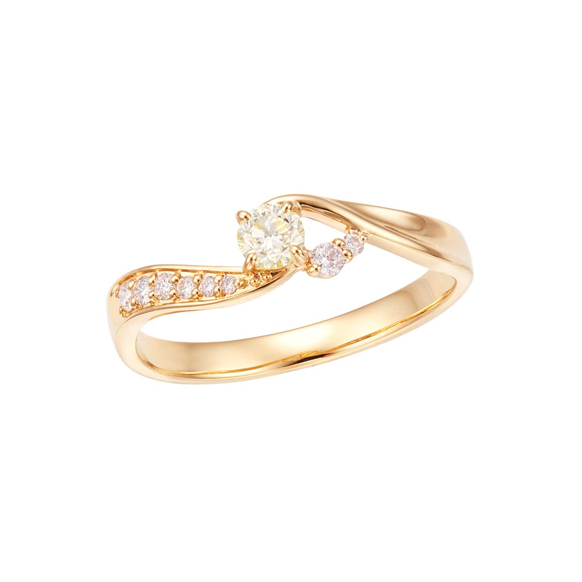 K18イエローゴールド鑑定書付ダイヤモンドリング（0.15カラット