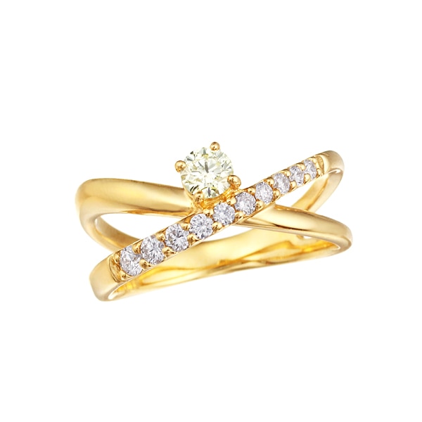 K18イエローゴールド鑑定書付ダイヤモンドリング（0.18カラット