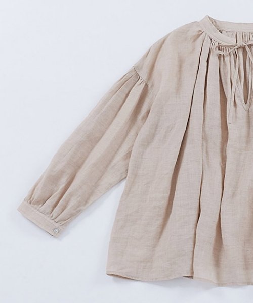 ラミーツイル2WAYギャザーブラウス 綿やリネン 天然素材のナチュラル