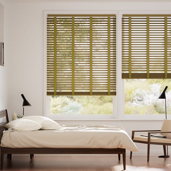 シンプル グリーンティー&グリーン ウッドブラインド