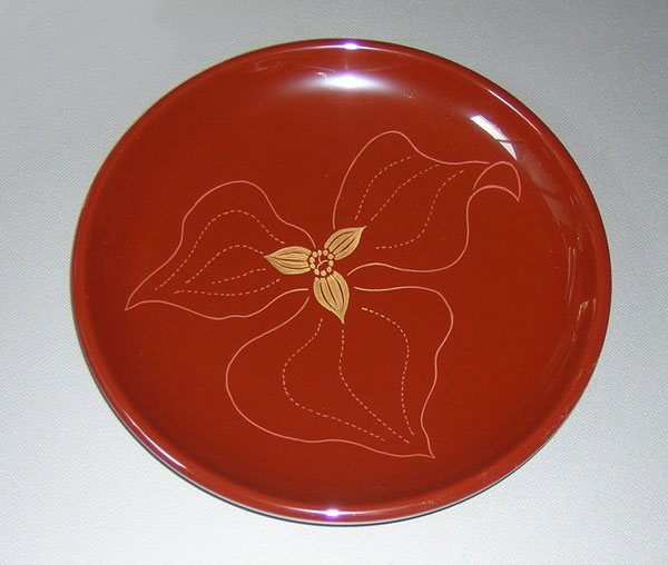 漆器=古代朱六寸皿（皿・プレート類）