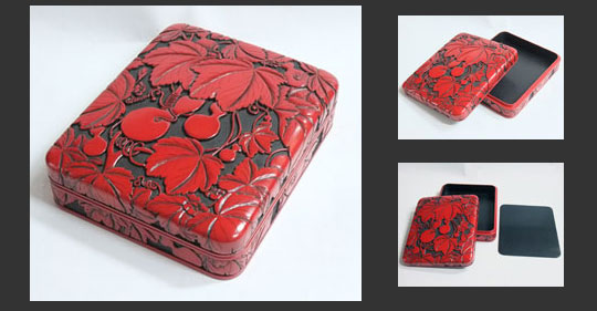 漆器=堆朱硯箱（ひょうたん）（箱・小箱類）