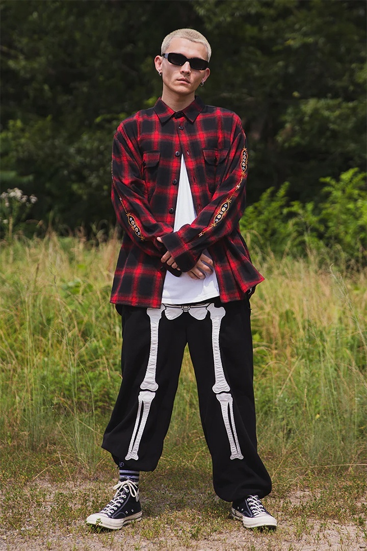 SOLD}MAYO メイヨー STUD LOOK EMBROIDERY CHECK SHIRT スタッズ風刺繍