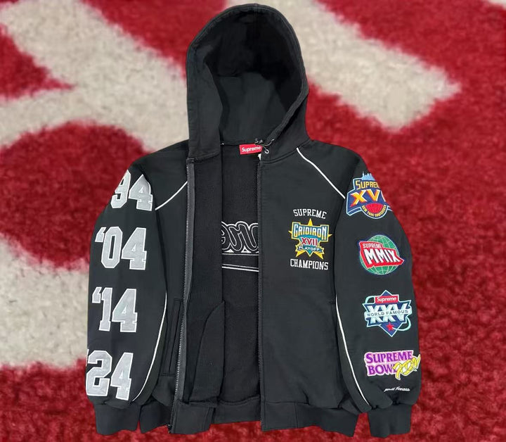Supreme Playoffs Zip Up Hooded Sweatshirt Black SS25 – UniqueHype