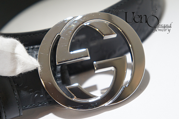 Sold Out－【GUCCI グッチ】シグネチャーレザーベルト（黒） シルバー