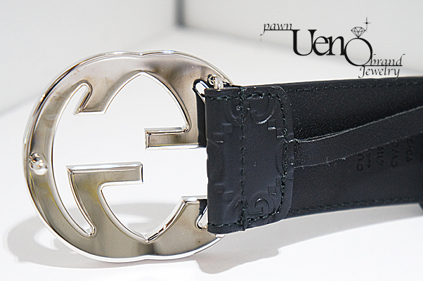 Sold Out－【GUCCI グッチ】シグネチャーレザーベルト（黒） シルバー