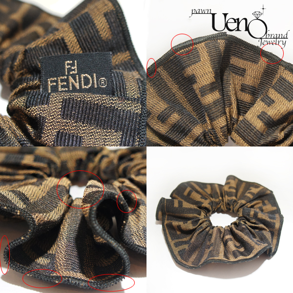 Sold Out－FENDI フェンディ シュシュ ズッカ柄 ヘアアクセサリー（茶