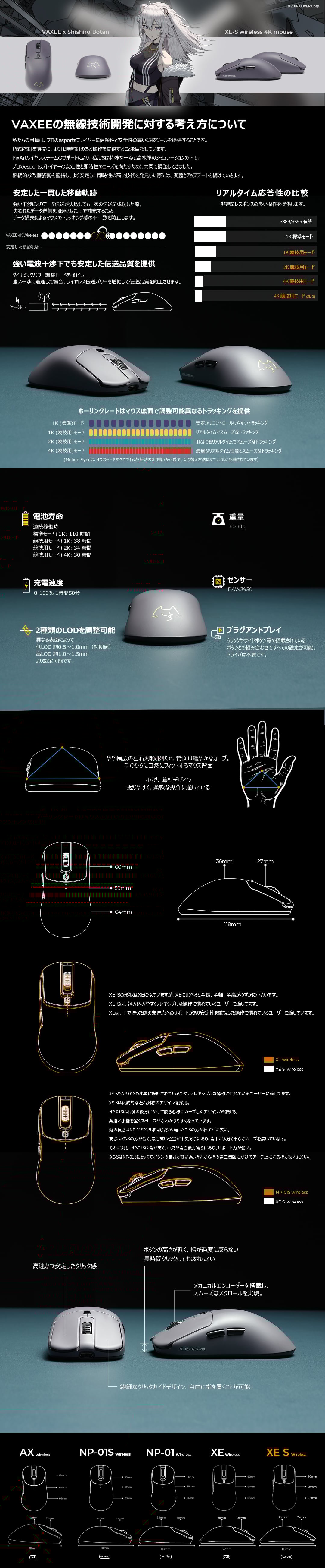 VAXEExShishiro Botan XE-S ワイヤレスマウス (4K)_Shishiro Botan_