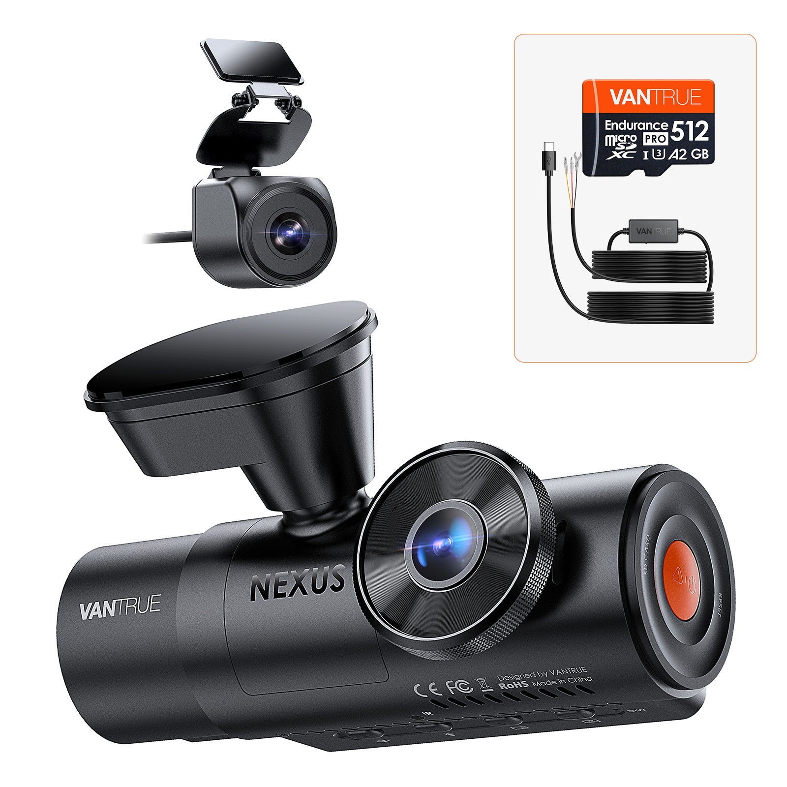 Vantrue N4 Pro S 4K 3-Channel Dash Cam | Front + Inside + 2.5K