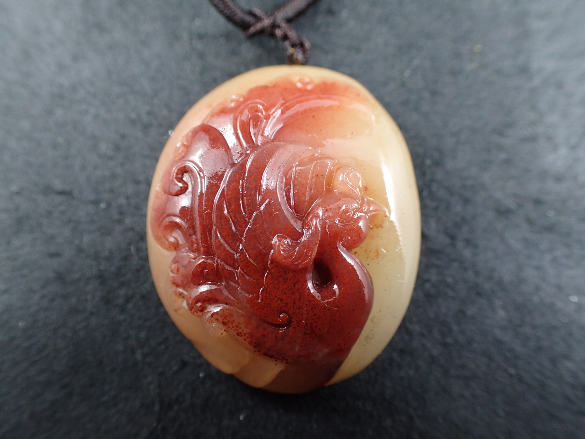 最高品質寿山石（芙蓉石） 鳳凰 ペンダントトップ（ネックレス用紐付