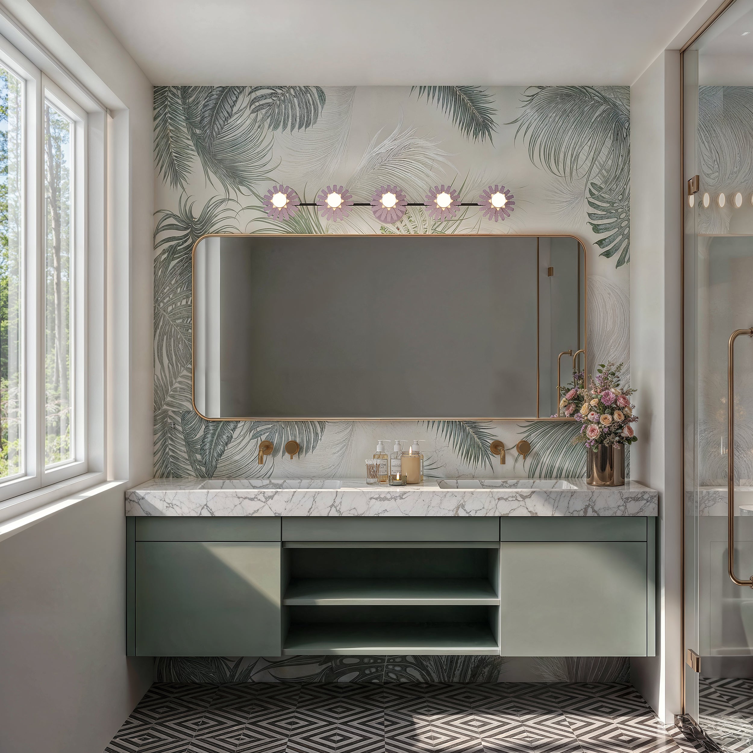 Joliet 5 Light Wall Sconce, Handcrafted Mid Century Modern