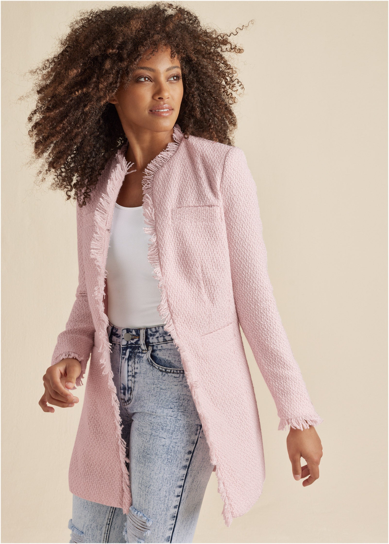 Tweed Jacket - Light Pink – Venus Fashion