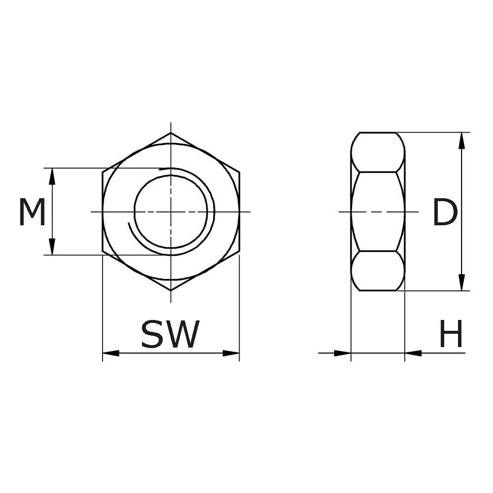 Verpas - Hexagon nuts DIN934 - stainless steel A2-70 - M16