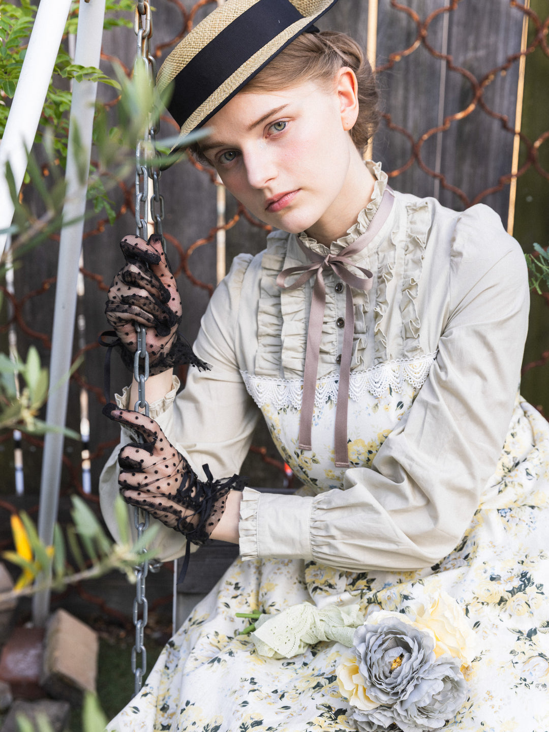 ロココブーケ・アルカンシェルドールドレス【ミルクティーローズ