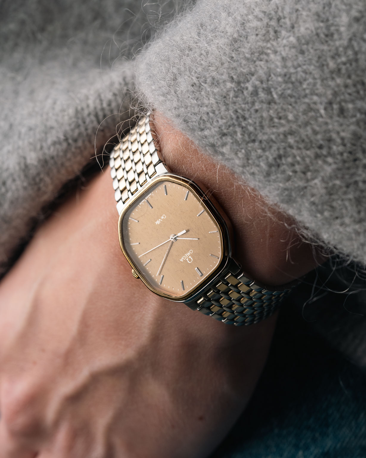 Vintage Omega De Ville quartz with champagne dial in a two-tone