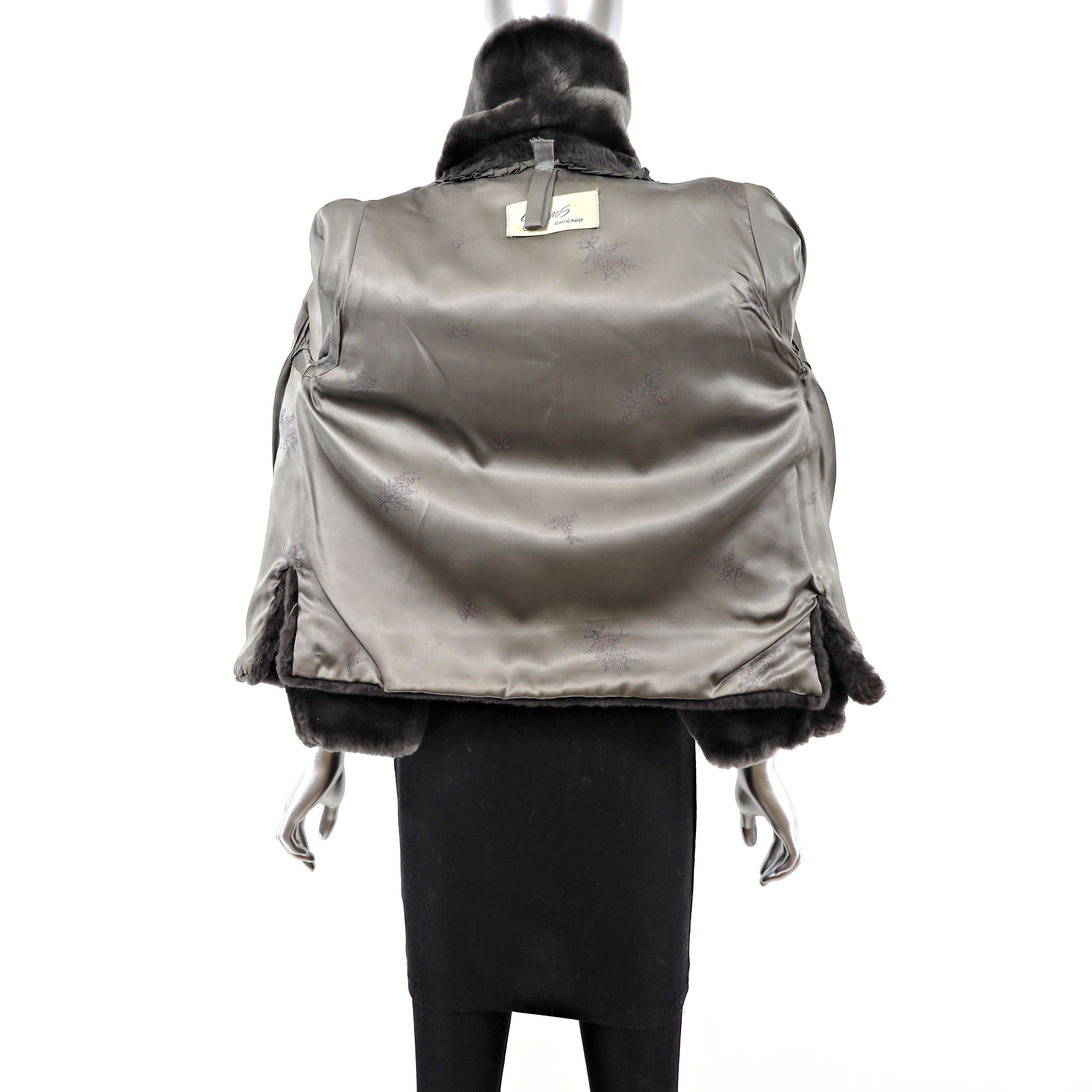 Gray Mouton Jacket- Size S – VintageFurs