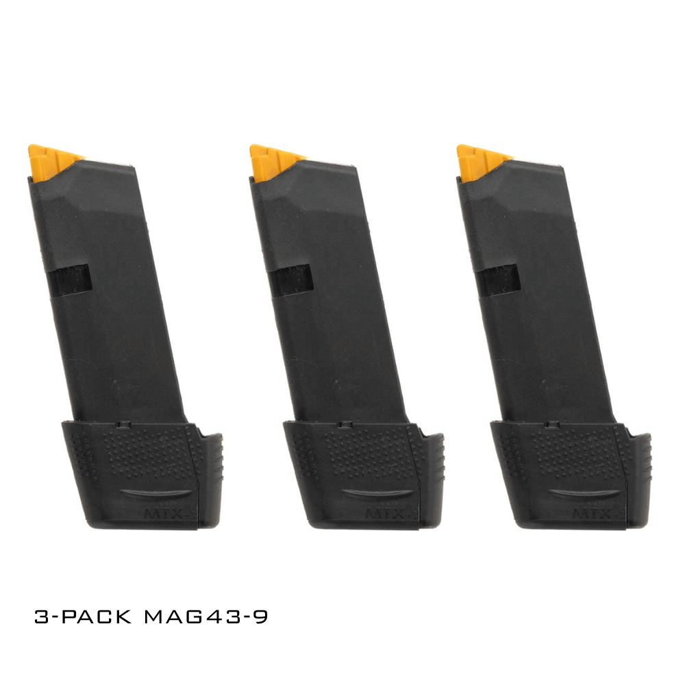 XTech MAG43-9 | Extended Mag for Glock 43 3-pack (9mm)