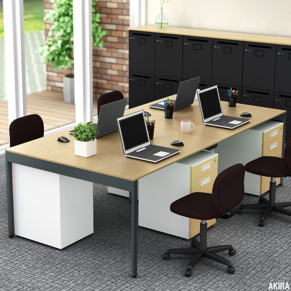 フリーアドレスデスク オフィスデスク コンセント付き 幅2400×奥行1200