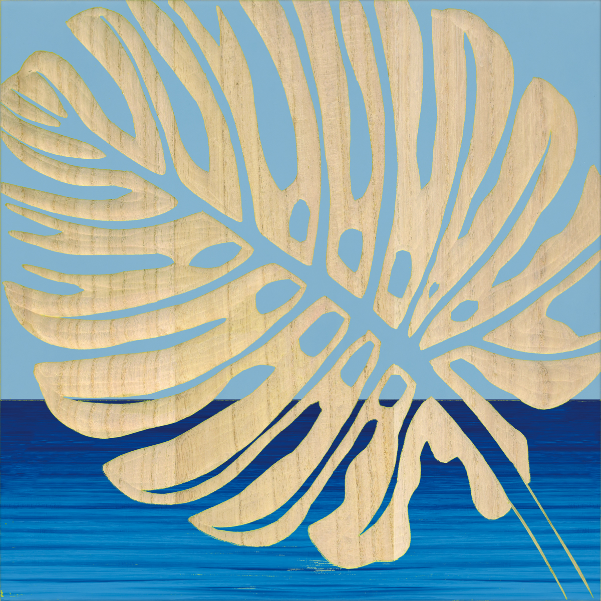 ウッド スカルプチャー アート「シングル モンステラ2（BL+NP