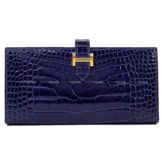 HERMES エルメス 長財布 ベアンスフレ ブルーアンクル (ブルーインク