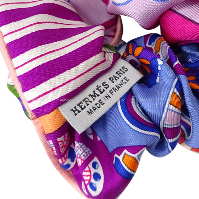 HERMES エルメス ヘアアクセサリー シュシュ ヘアゴム パッチワーク
