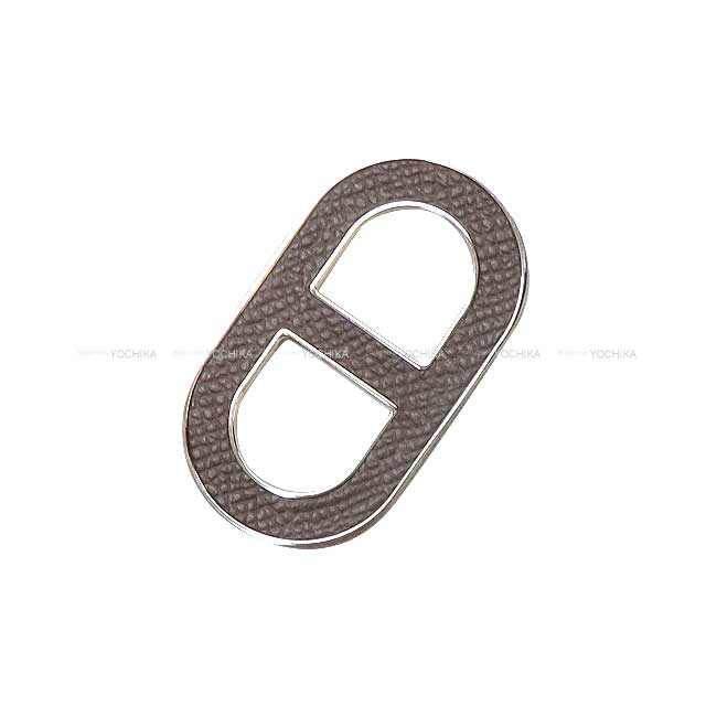 HERMES エルメス ブローチ シェーヌダンクル バッジ エタン エプソン