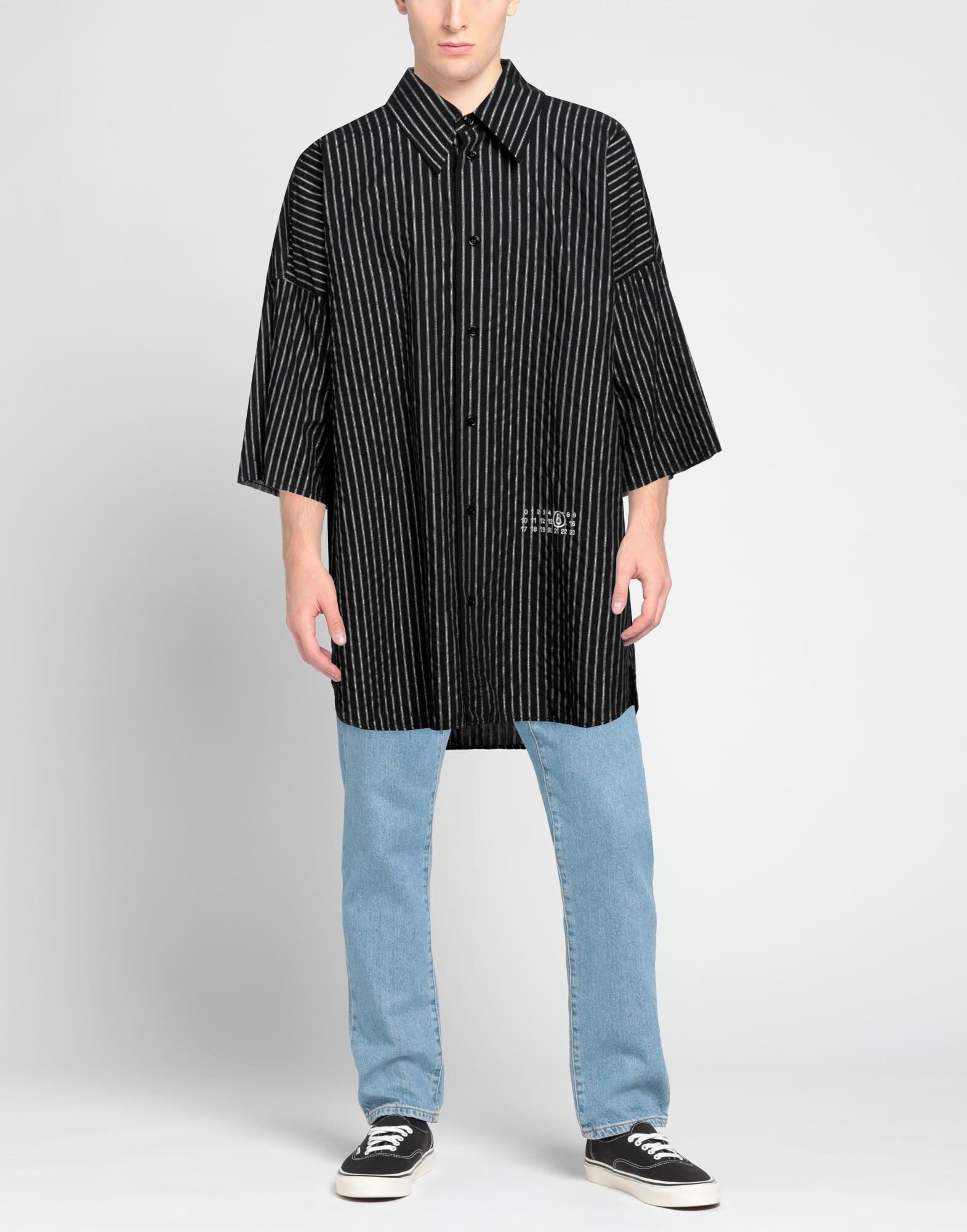 MM6 MAISON MARGIELA シャツ | ストライプ柄シャツ ブラック メンズ | YOOX