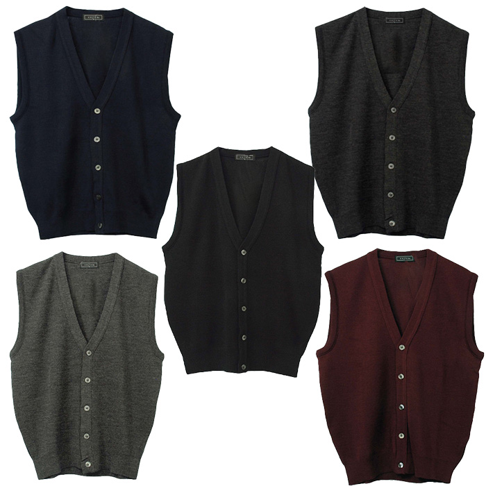 日本製 ウール混 ボタンベスト【安心の日本製】