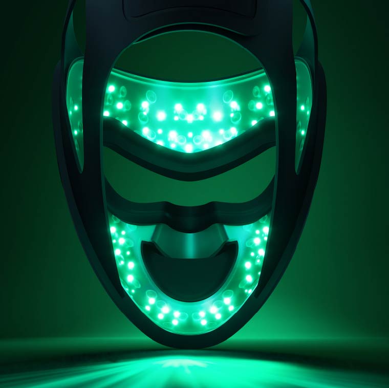 ヤーマン独自の505nmの青緑LED搭載の1回10分つけるだけマスク型美顔器