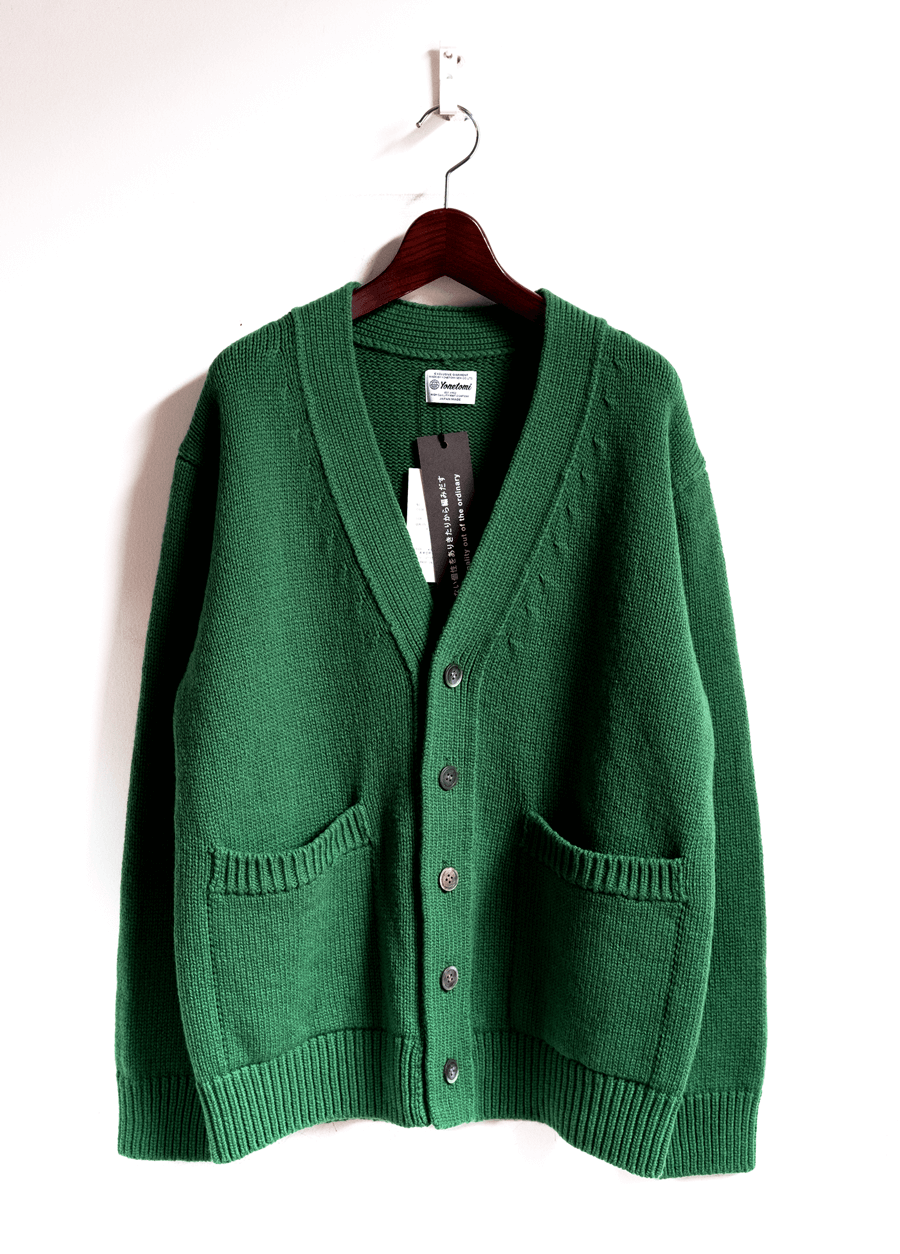 Yonetomi NEW BASIC Soft Lambs Wool Cardigan #255 Green | 大阪