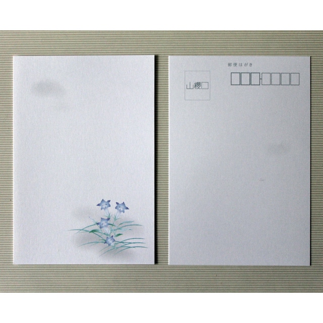 山櫻喪中はがき No.7168 桔梗(薄口) CoC 〒グレイ枠入 ☆: 慶弔用関連