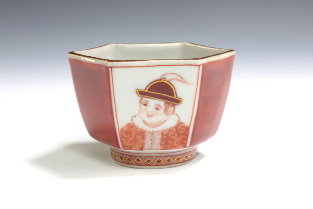 柳瀬美術店 / 福島武山「赤繪南蛮手盃」」共箱[FUKUSHIMA Buzan]Sake cup