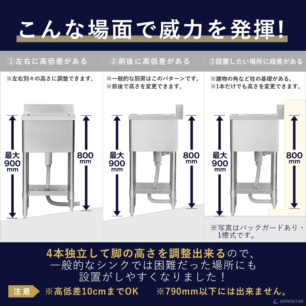業務用 ステンレス シンク 2槽式 1200×450×高さ800 KS2-12045 - 厨房