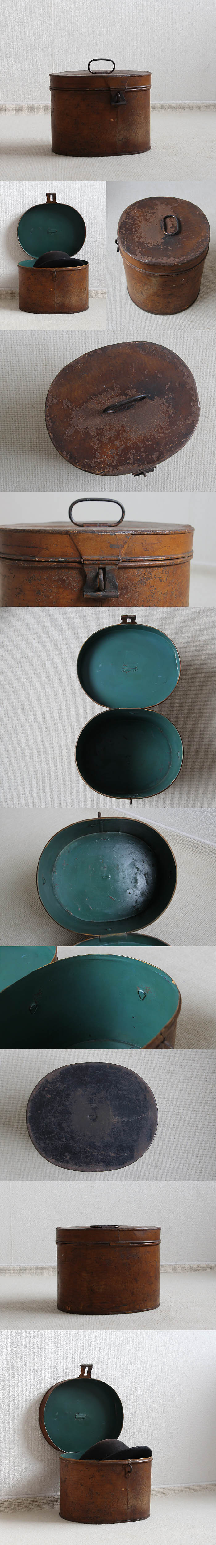 イギリス アンティーク ハットボックス 帽子 ブリキ 収納箱 インテリア